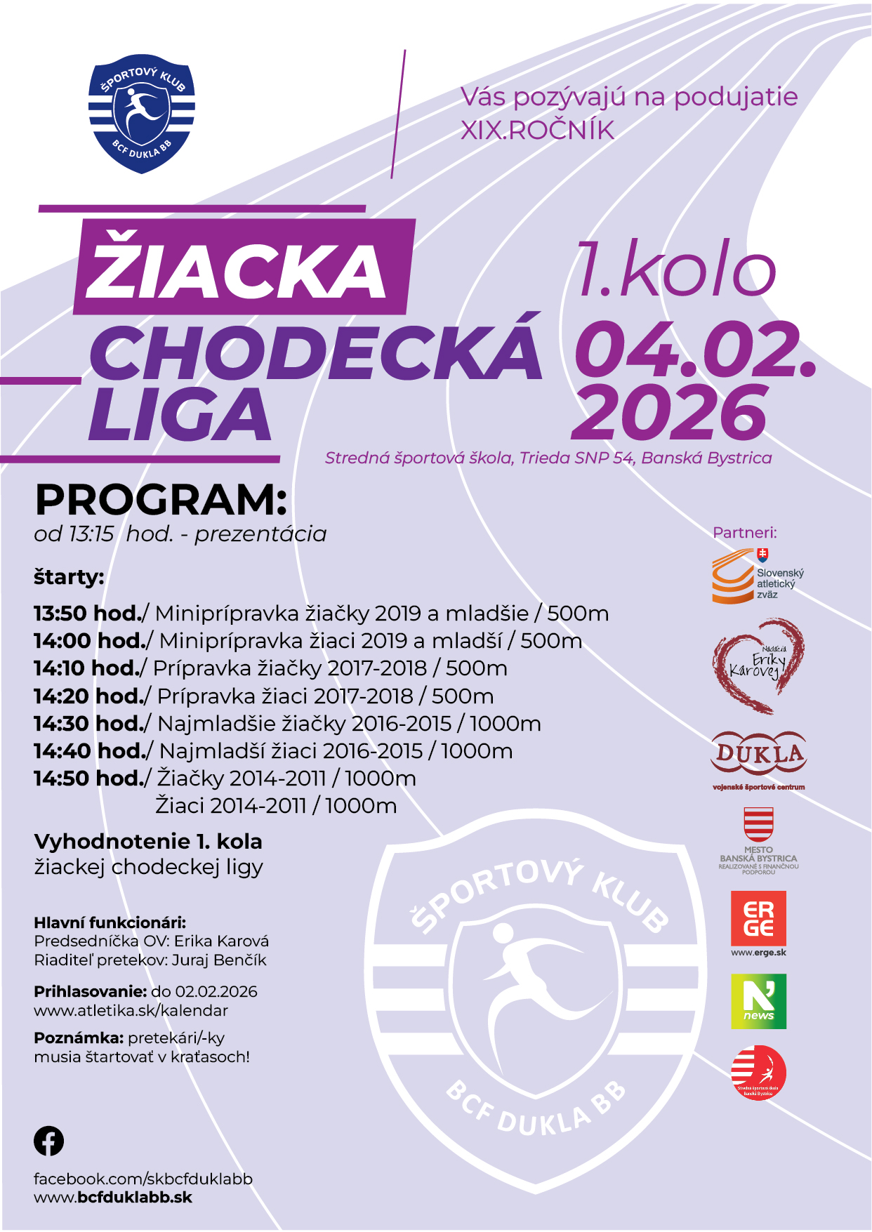 19. ročník, Žiacka chodecká liga 1. kolo